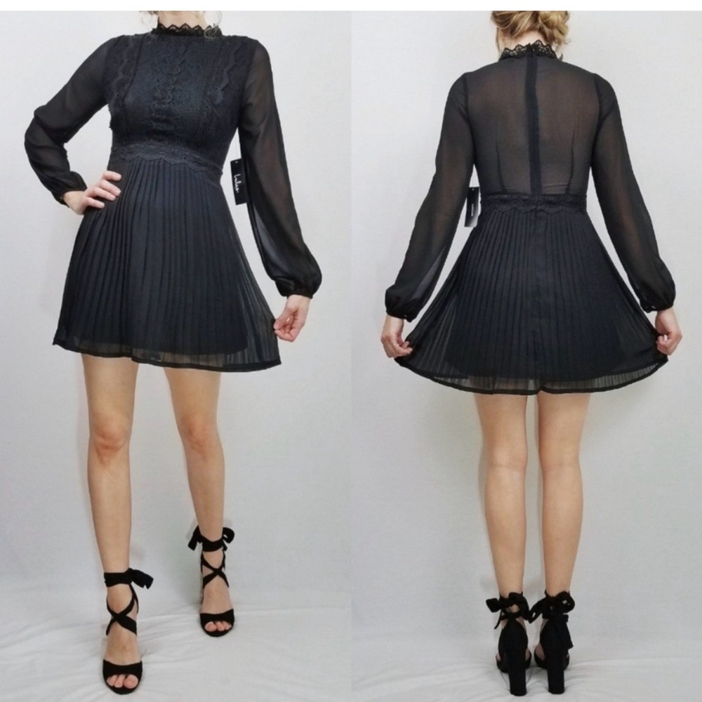 Gorgeous Lulu's Black Sheer Long Sleeve Dress